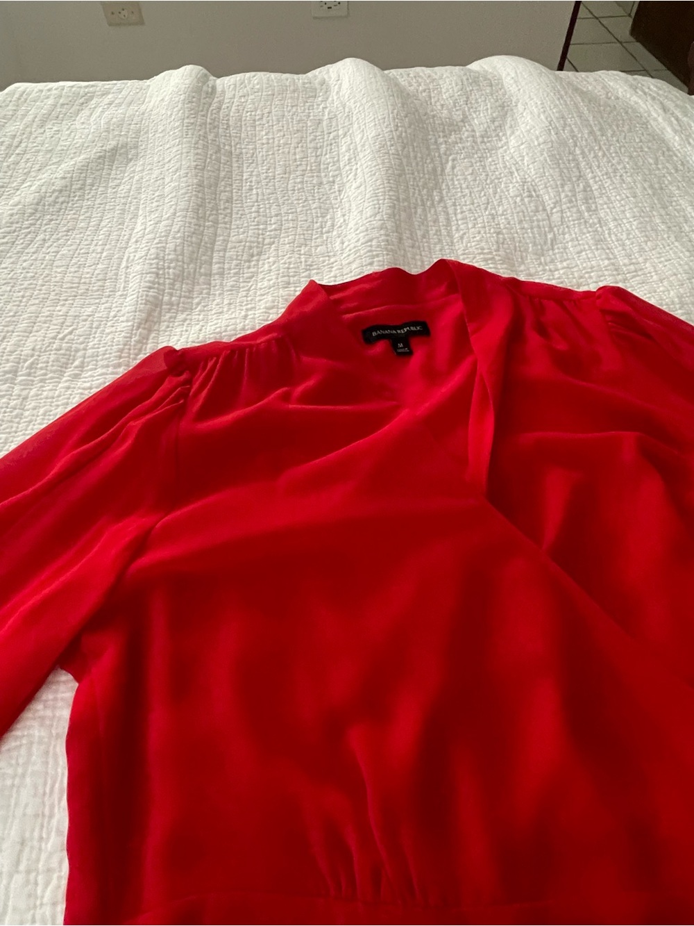 Banana Republic Vibrant Red V-Neck Blouse